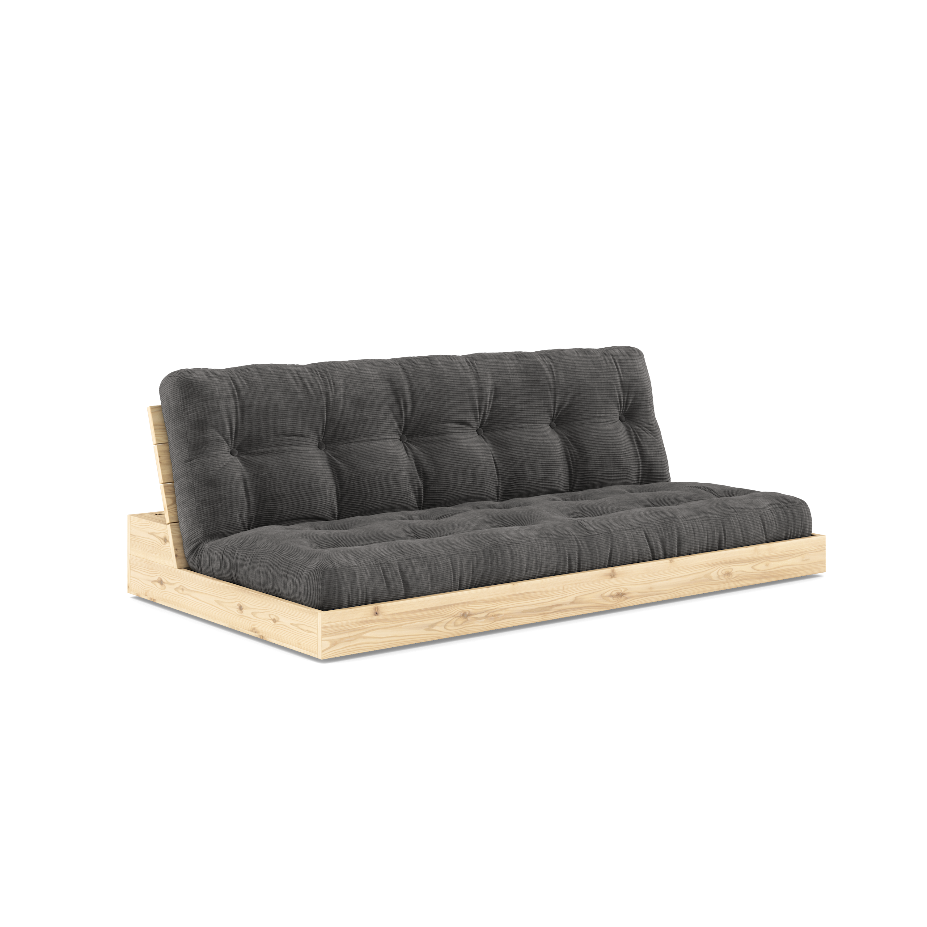 BASE CLAIR VERNISÉE AVEC MATELAS MIXTE 5 COUCHES MAT  CHARBON