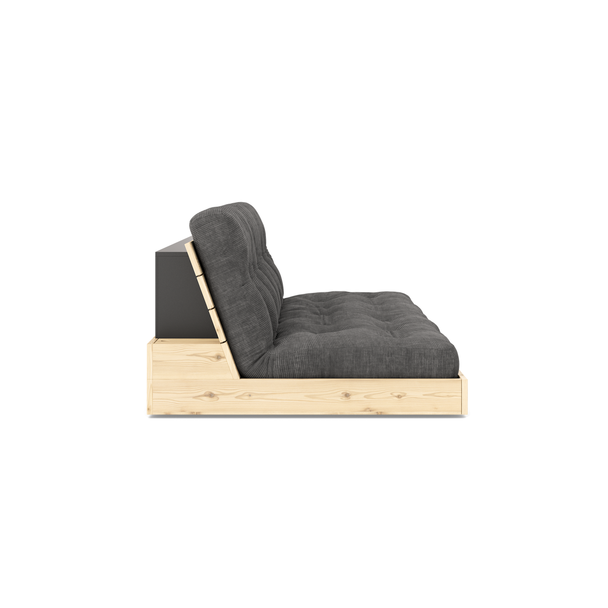 BASE CLEAR LACQUERED W. 5-LAYER MIXED MATTRESS CHARCOAL