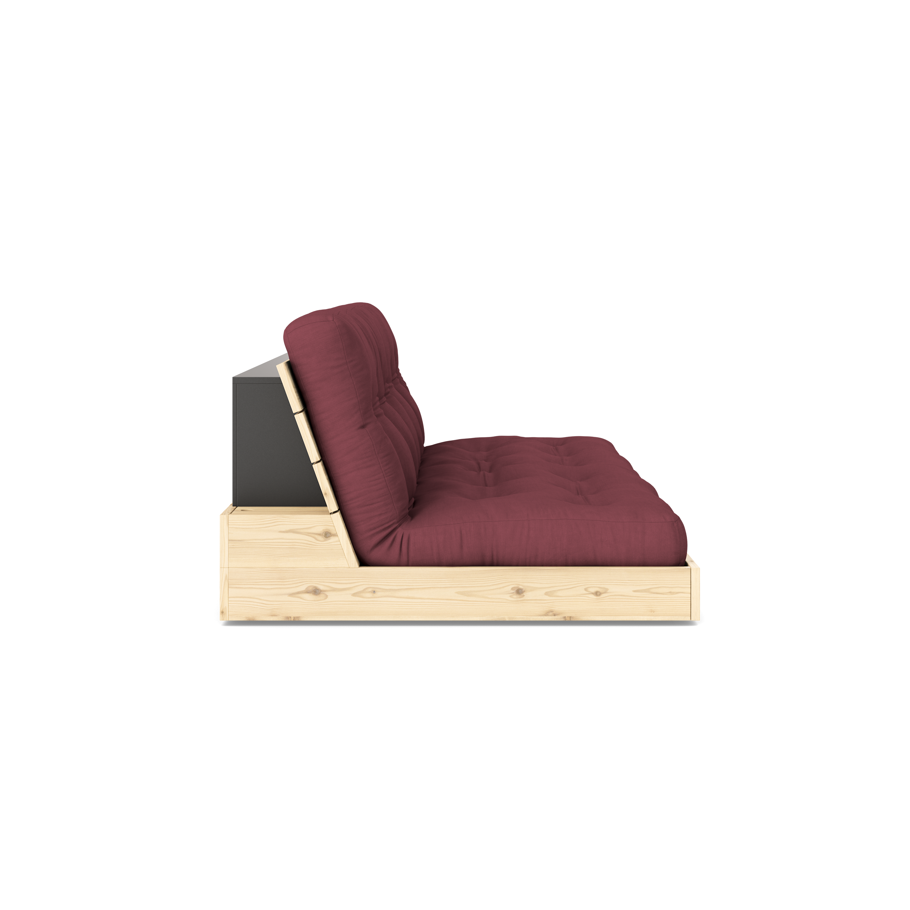 BASE TRANSPARENTE VERNIE AVEC MATELAS MIXTE 5 COUCHES MAT BORDEAUX