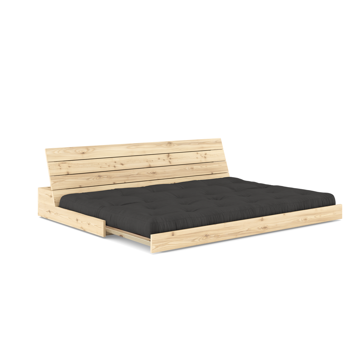 BASE CLEAR LACQUERED W. 5-LAYER MIXED MATTRESS DARK GREY