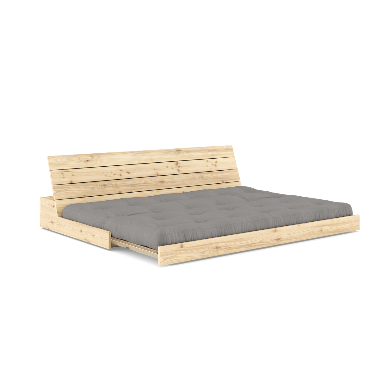BASE CLEAR LACQUERED W. 5-LAYER MIXED MATTRESS GREY