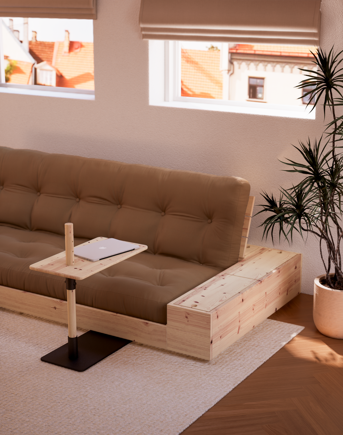 BASE NOIRE NUIT LAQUÉE AVEC 2 COFFRES LATÉRAUX CLAIR AVEC MATELAS MIXTE 5 COUCHES MAT BEIGE BLÉ