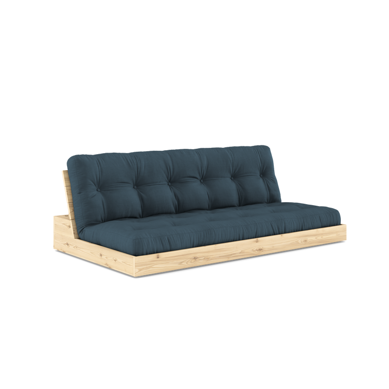 BASE TRANSPARENTE VERNIE AVEC MATELAS MIXTE 5 COUCHES MAT PETROLE BLEU
