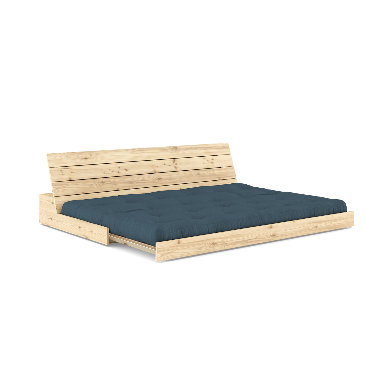 BASE CLEAR LACQUERED W. 5-LAYER MIXED MATTRESS PETROL BLUE