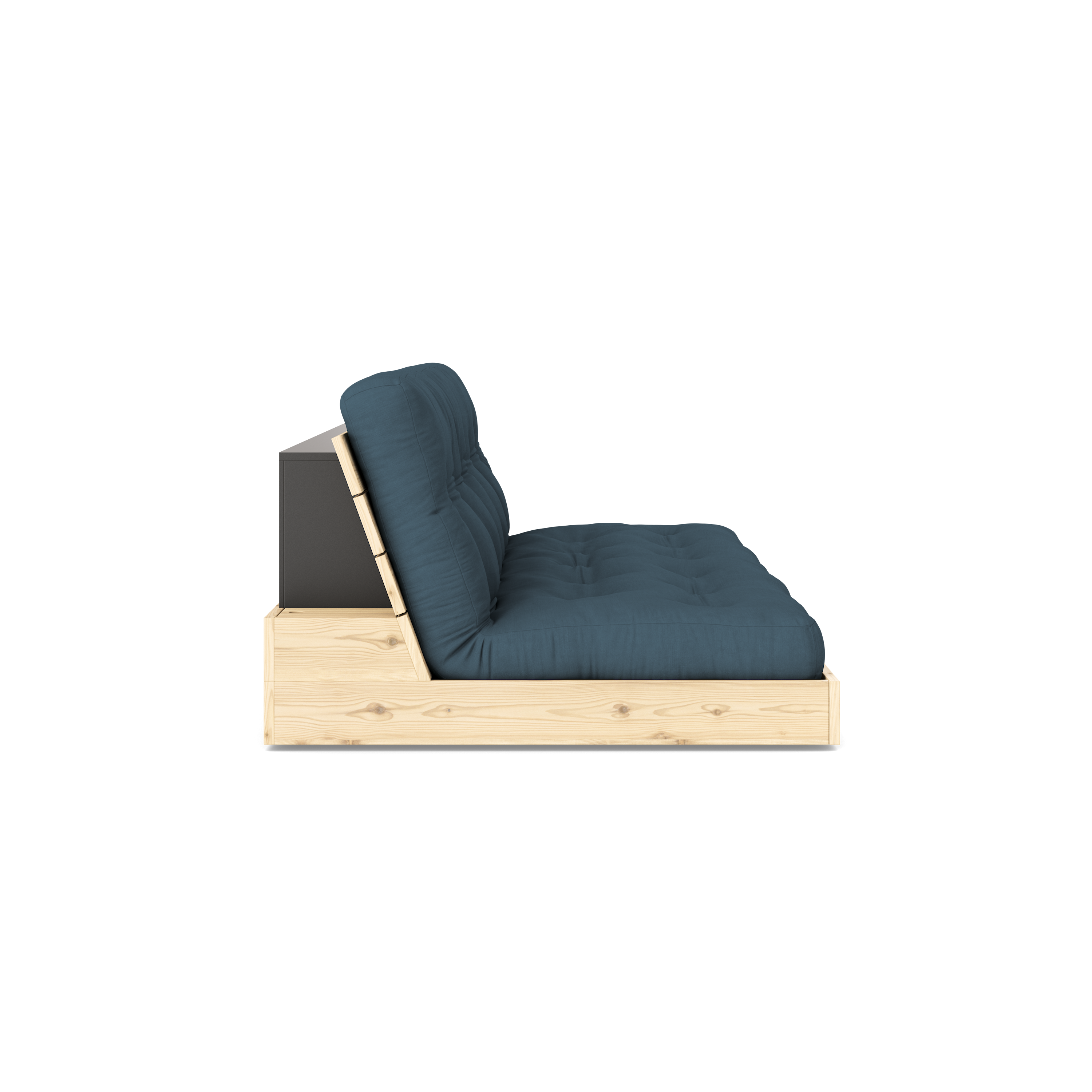 BASE TRANSPARENTE VERNIE AVEC MATELAS MIXTE 5 COUCHES MAT PETROLE BLEU