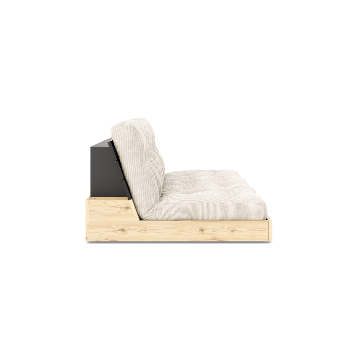 BASE BLACK NIGHT LACQUERED W. 5-LAYER MIXED MATTRESS IVORY