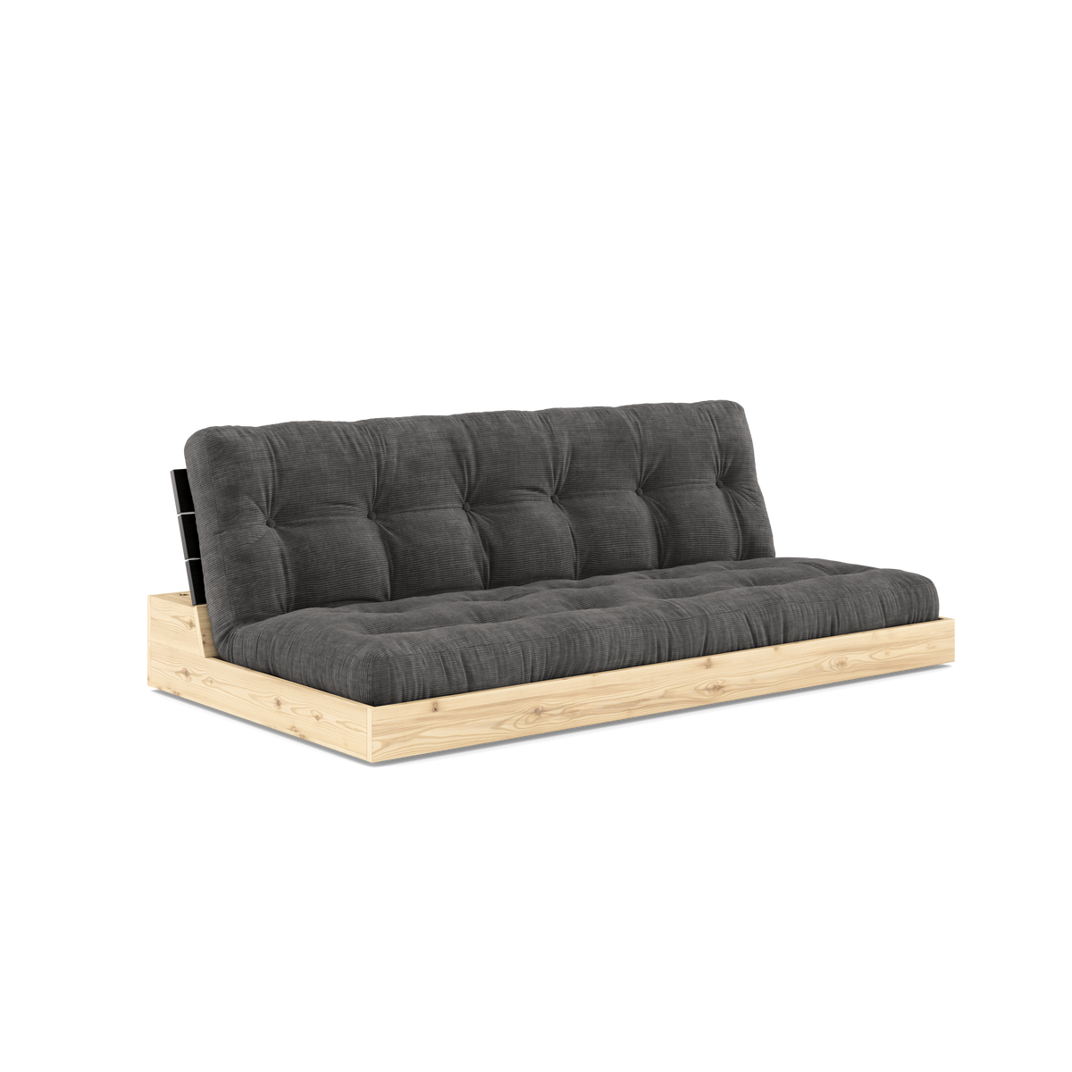 BASE BLACK NIGHT LACQUERED W. 5-LAYER MIXED MATTRESS CHARCOAL