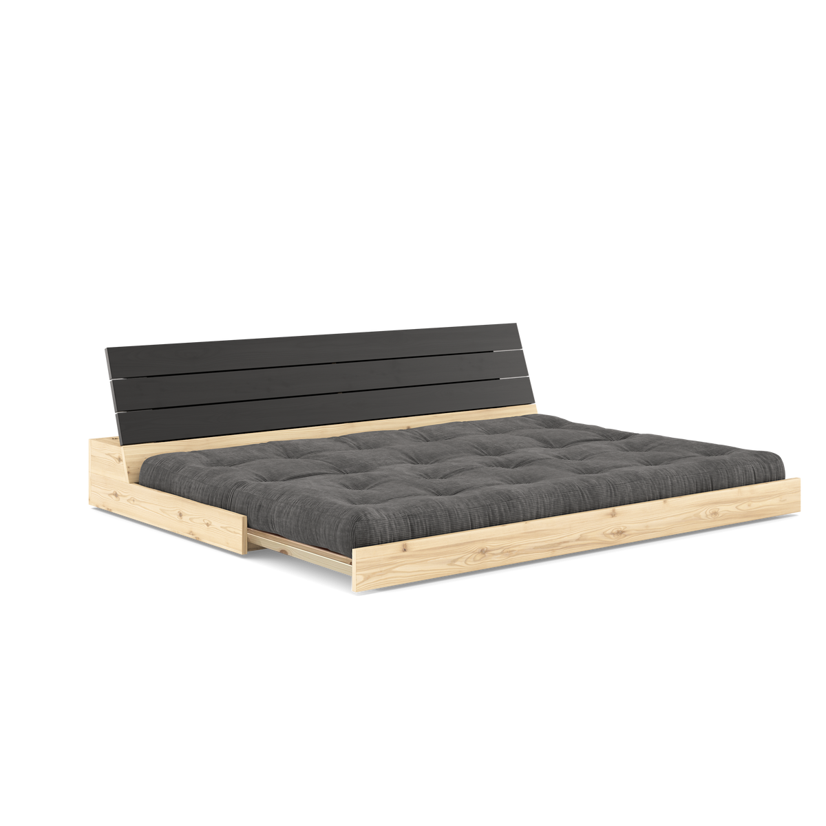 BASE BLACK NIGHT LACQUERED W. 5-LAYER MIXED MATTRESS CHARCOAL