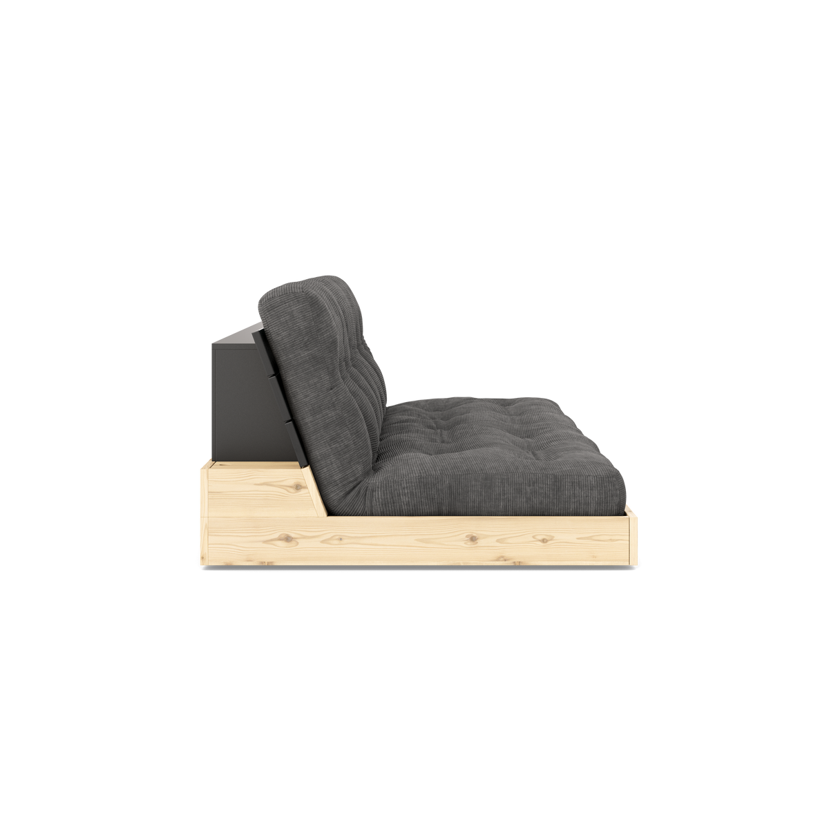 BASE BLACK NIGHT LACQUERED W. 5-LAYER MIXED MATTRESS CHARCOAL