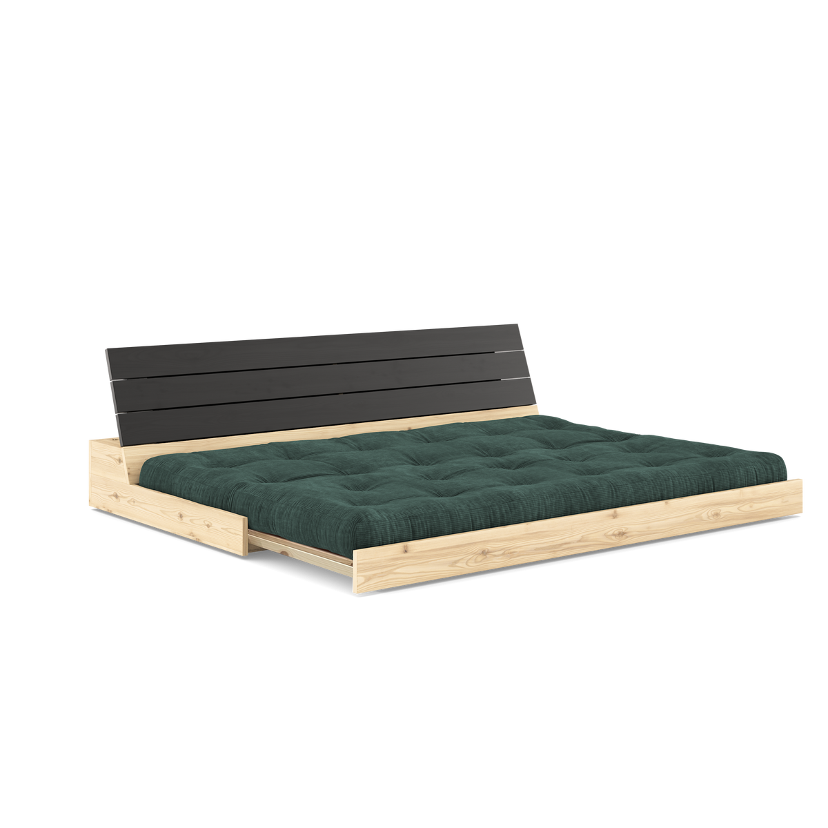 BASE BLACK NIGHT LACQUERED W. 5-LAYER MIXED MATTRESS SEAWEED