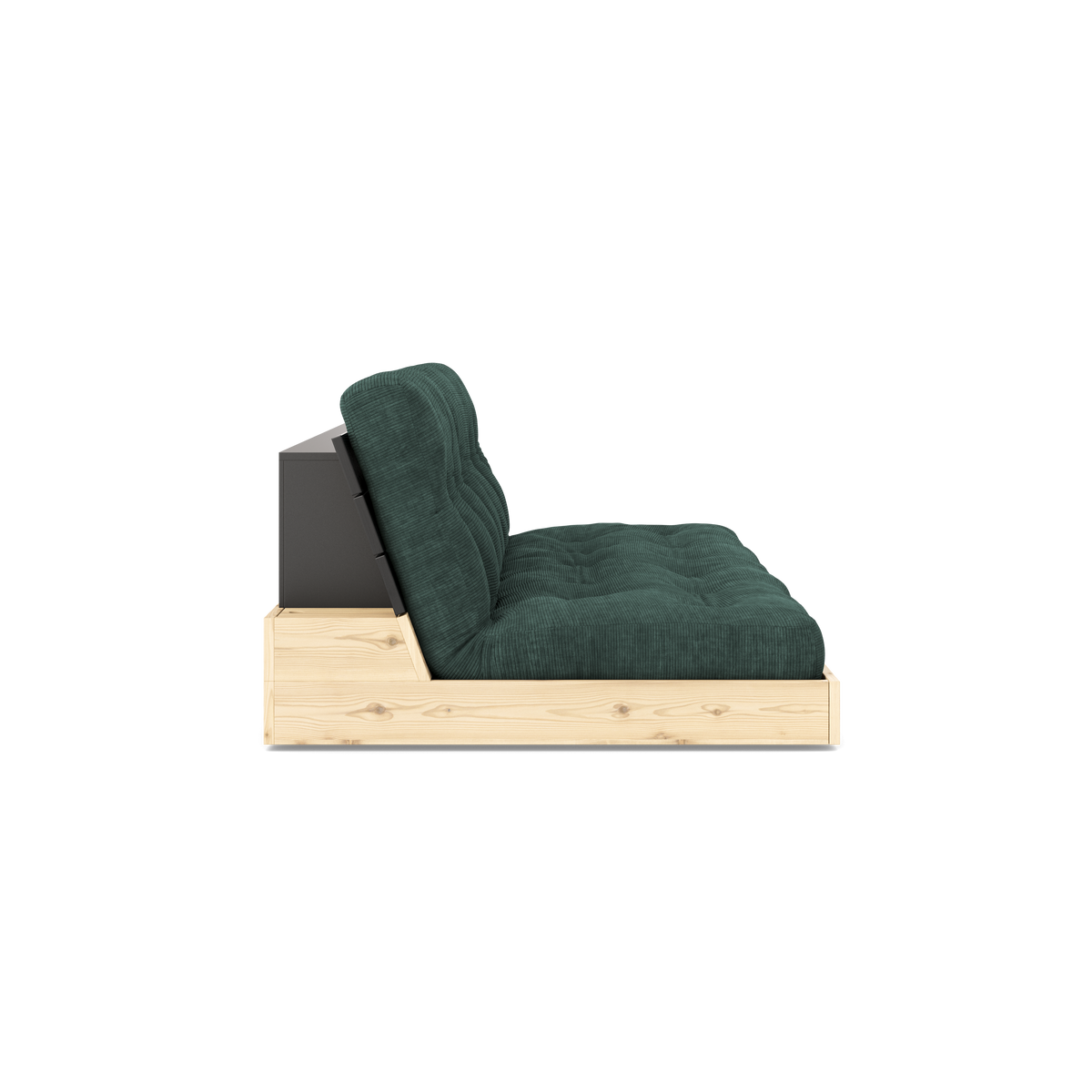 BASE BLACK NIGHT LACQUERED W. 5-LAYER MIXED MATTRESS SEAWEED