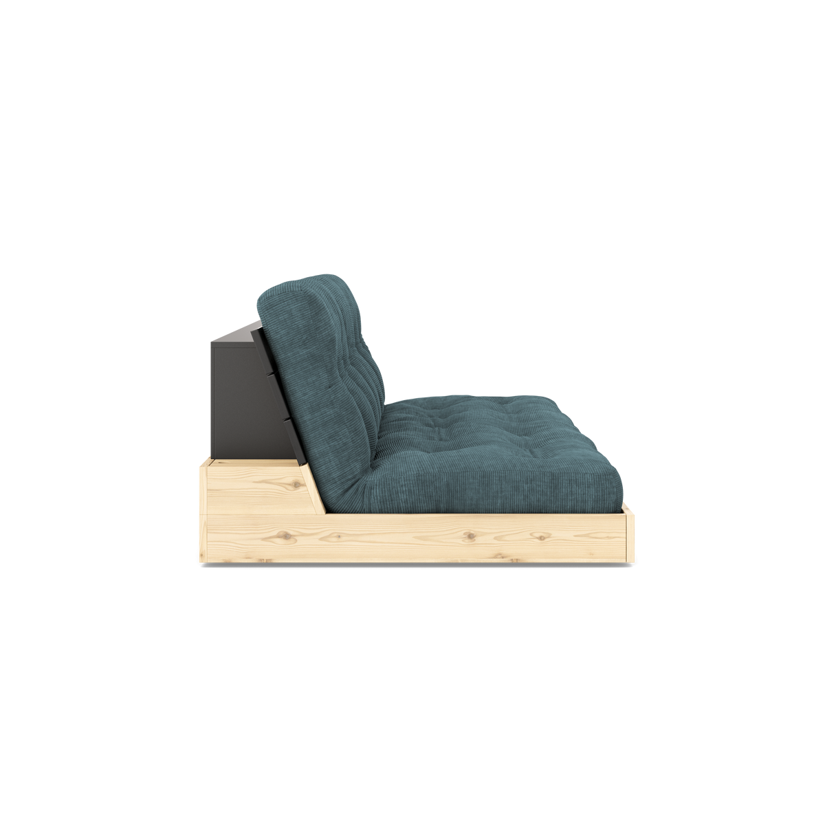 BASE BLACK NIGHT LACQUERED W. 5-LAYER MIXED MATTRESS PALE BLUE