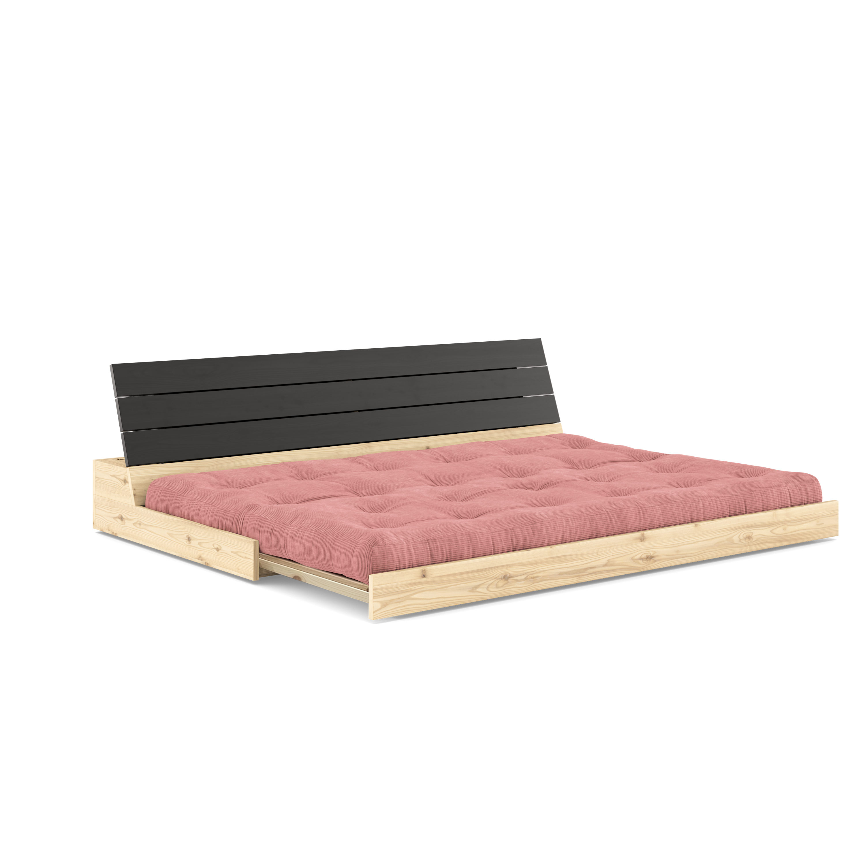 BASE NOIRE NUIT LAQUÉE AVEC MATELAS MIXTE 5 COUCHES SORBET ROSE