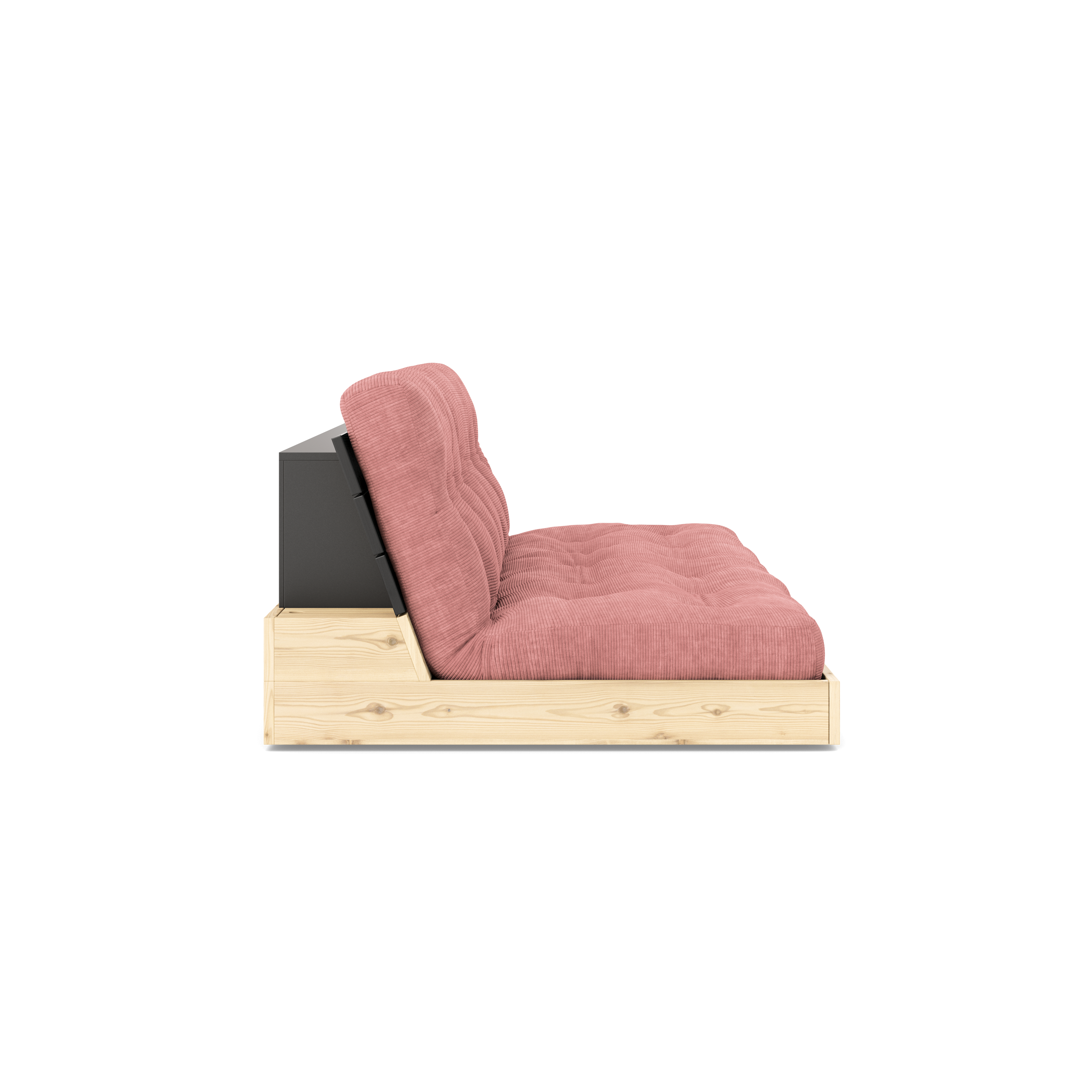 BASE NOIRE NUIT LAQUÉE AVEC MATELAS MIXTE 5 COUCHES SORBET ROSE