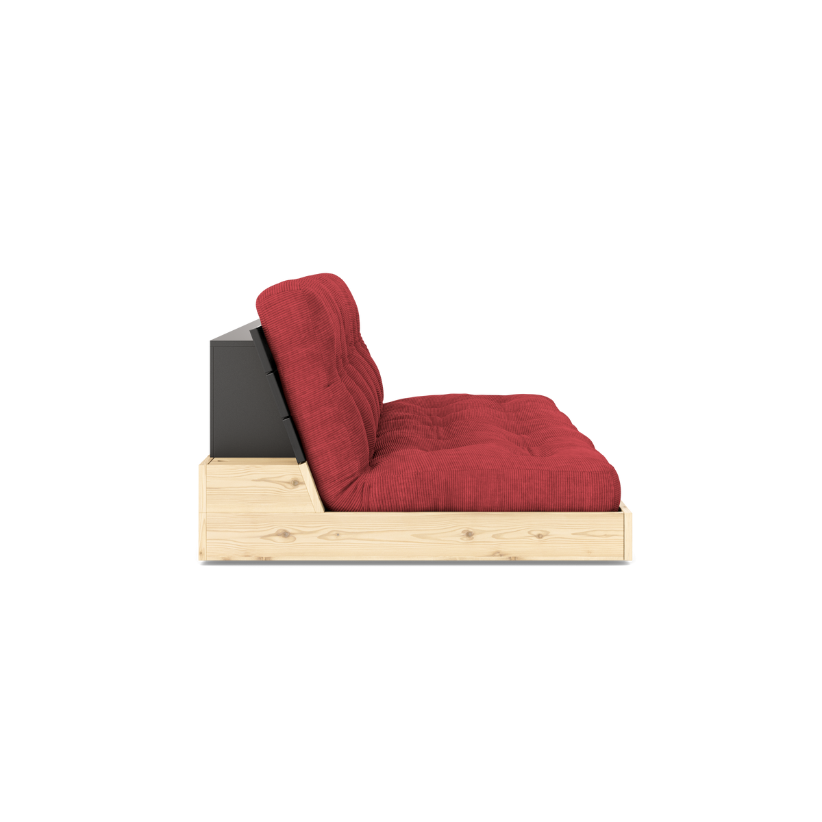 BASE BLACK NIGHT LACQUERED W. 5-LAYER MIXED MATTRESS RUBY RED