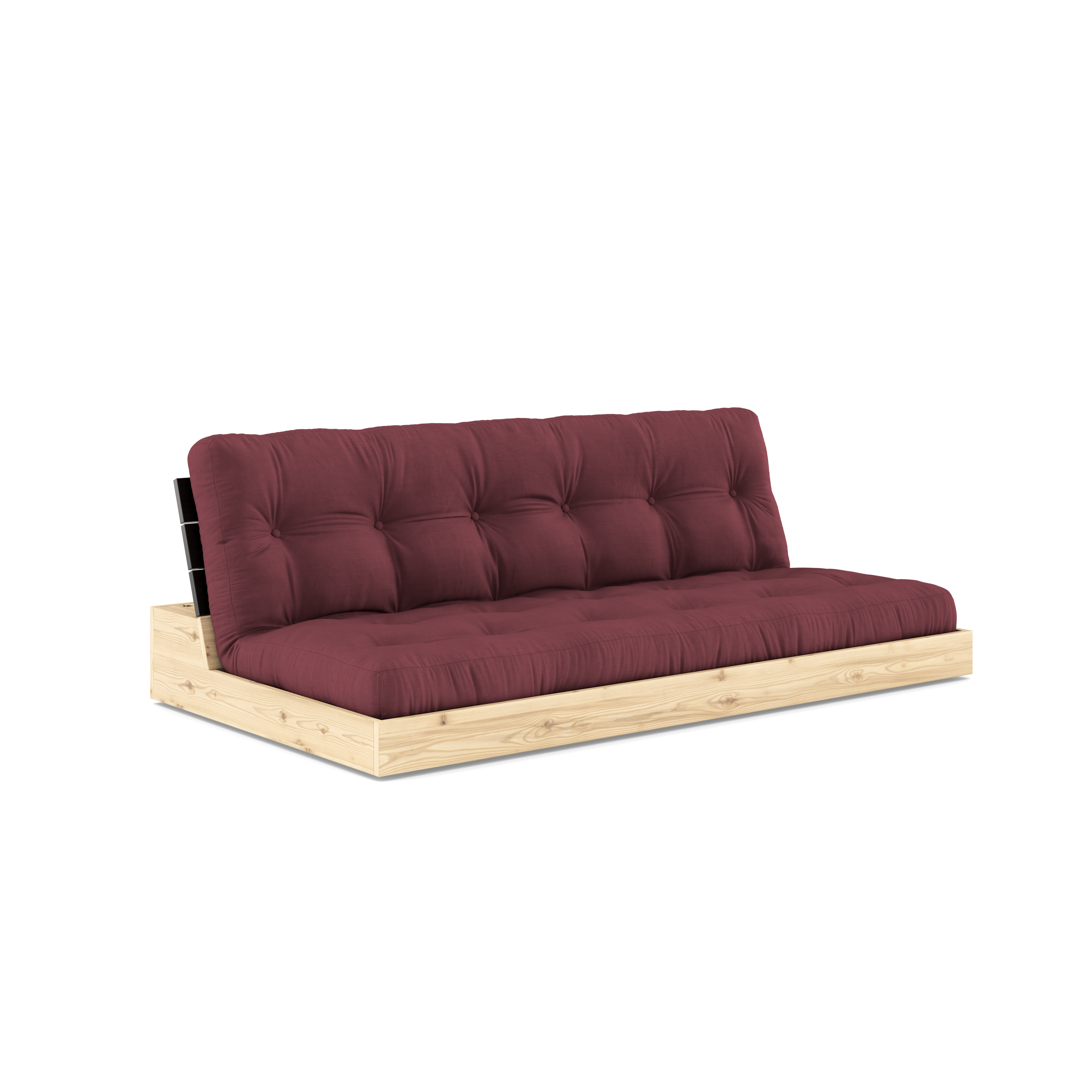 BASE NOIRE DE NUIT LAQUÉE AVEC MATELAS MIXTE 5 COUCHES MAT BORDEAUX