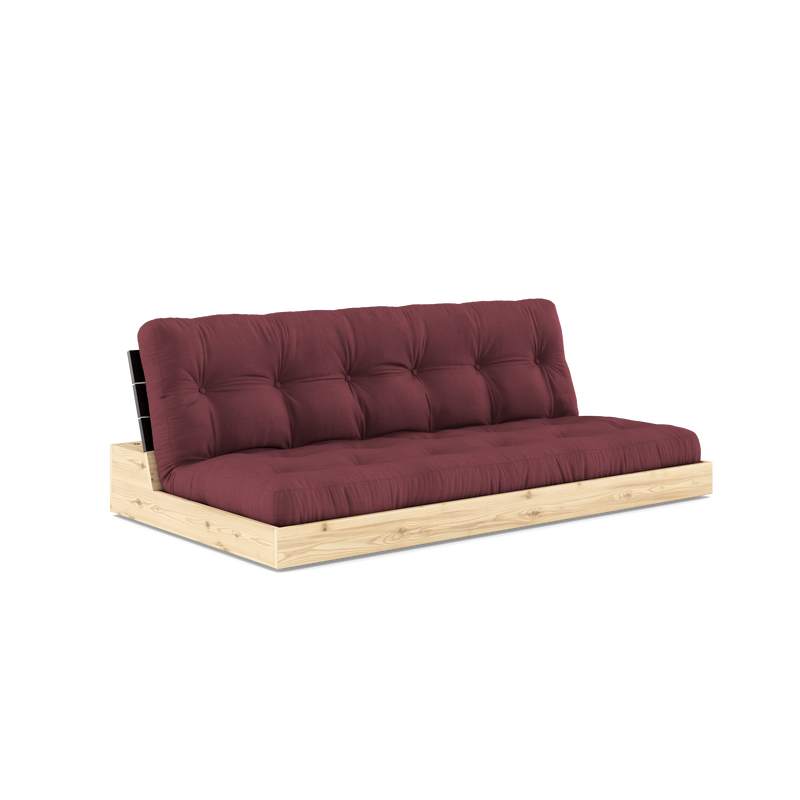 BASE NOIRE DE NUIT LAQUÉE AVEC MATELAS MIXTE 5 COUCHES MAT BORDEAUX