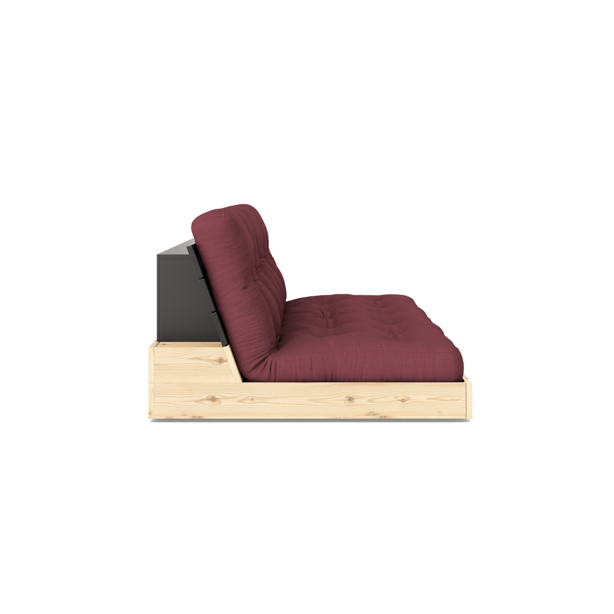 BASE BLACK NIGHT LACQUERED W. 5-LAYER MIXED MATTRESS BORDEAUX