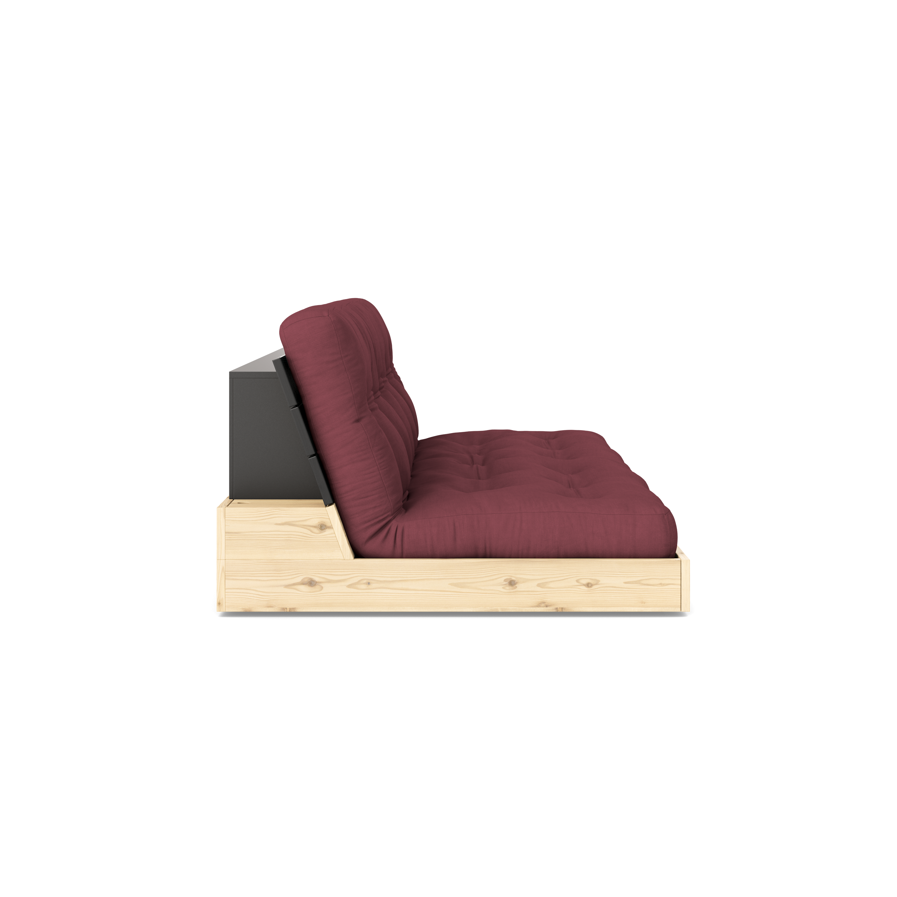 BASE NOIRE DE NUIT LAQUÉE AVEC MATELAS MIXTE 5 COUCHES MAT BORDEAUX