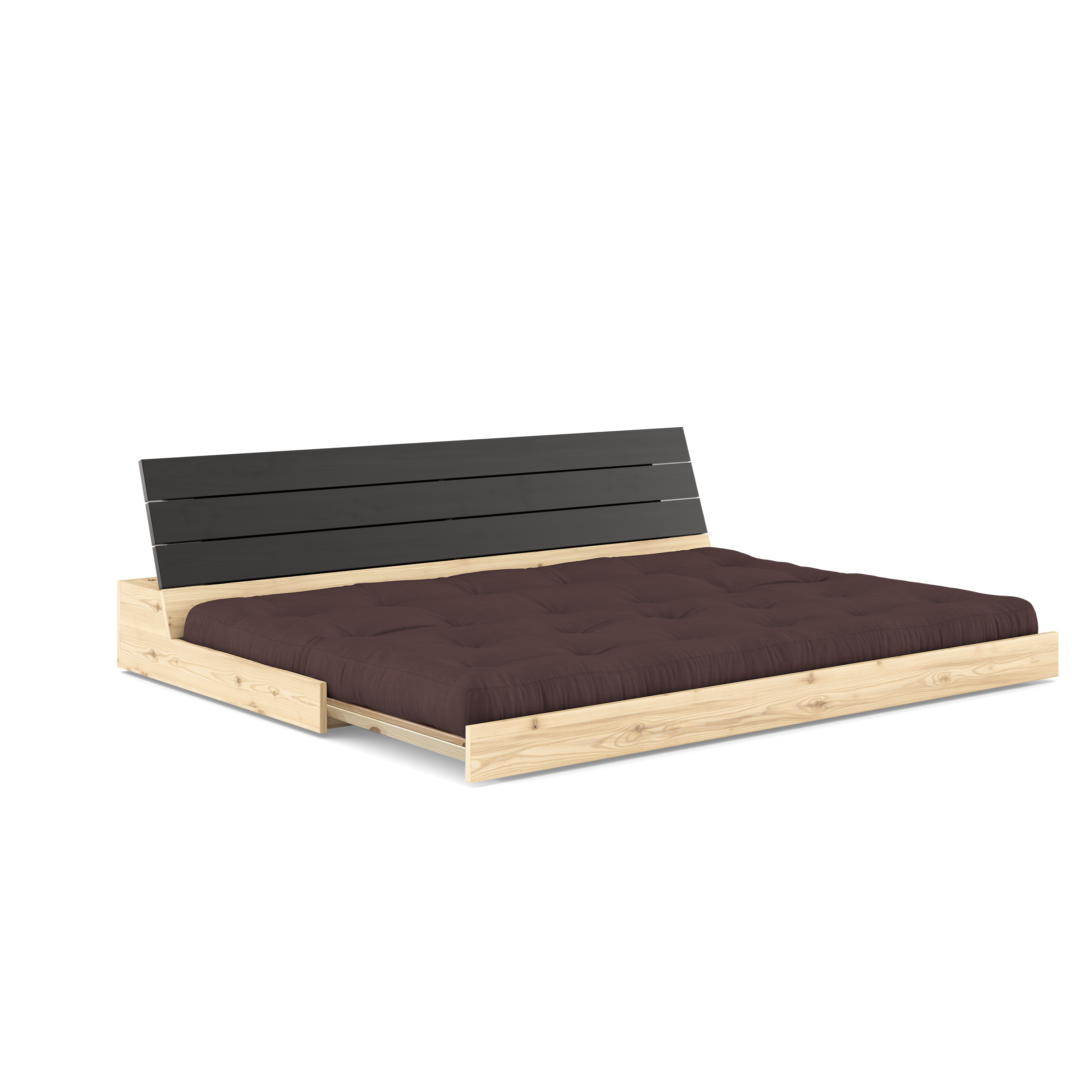 BASE NOIRE NUIT LAQUÉE AVEC MATELAS MIXTE 5 COUCHES MARRON