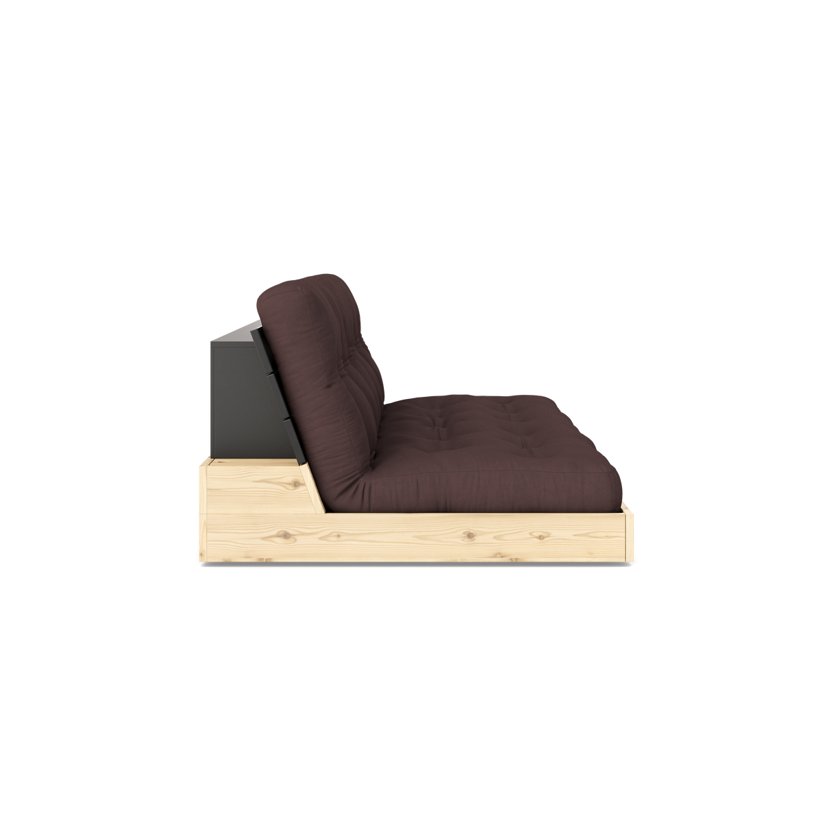 BASE BLACK NIGHT LACQUERED W. 5-LAYER MIXED MATTRESS BROWN