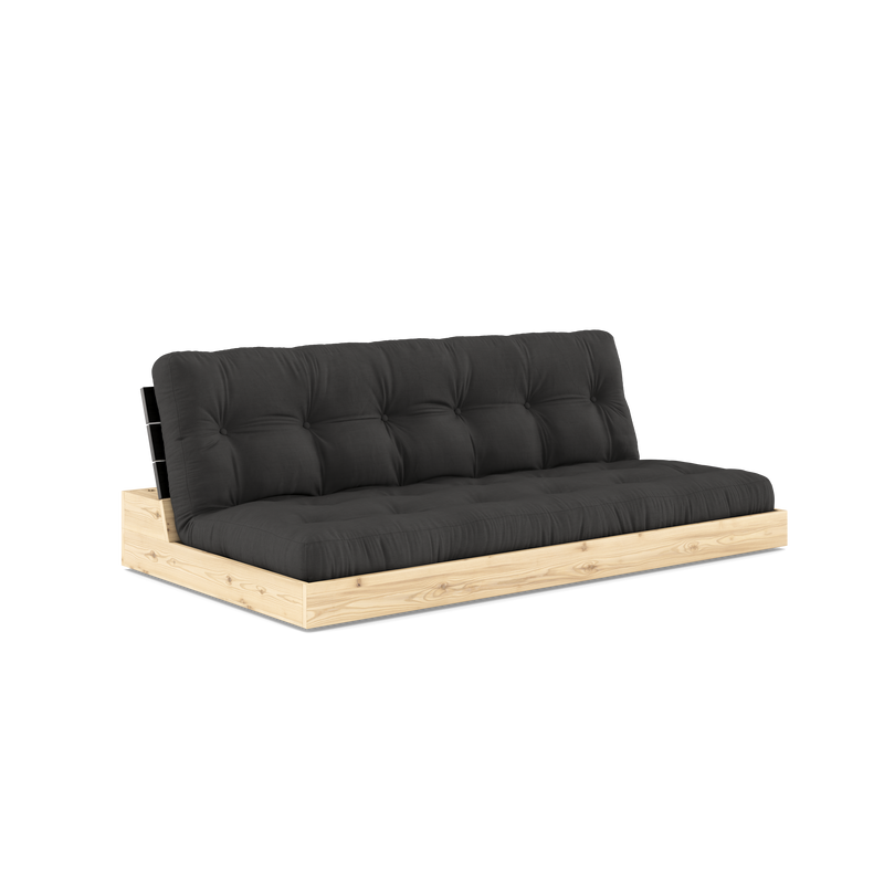 BASE NOIRE NUIT LAQUÉE AVEC MATELAS MIXTE 5 COUCHES MAT FONCÉ GRIS
