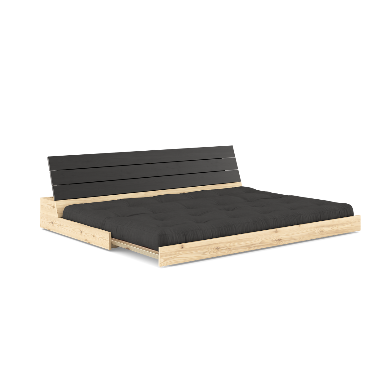 BASE BLACK NIGHT LACQUERED W. 5-LAYER MIXED MATTRESS DARK GREY