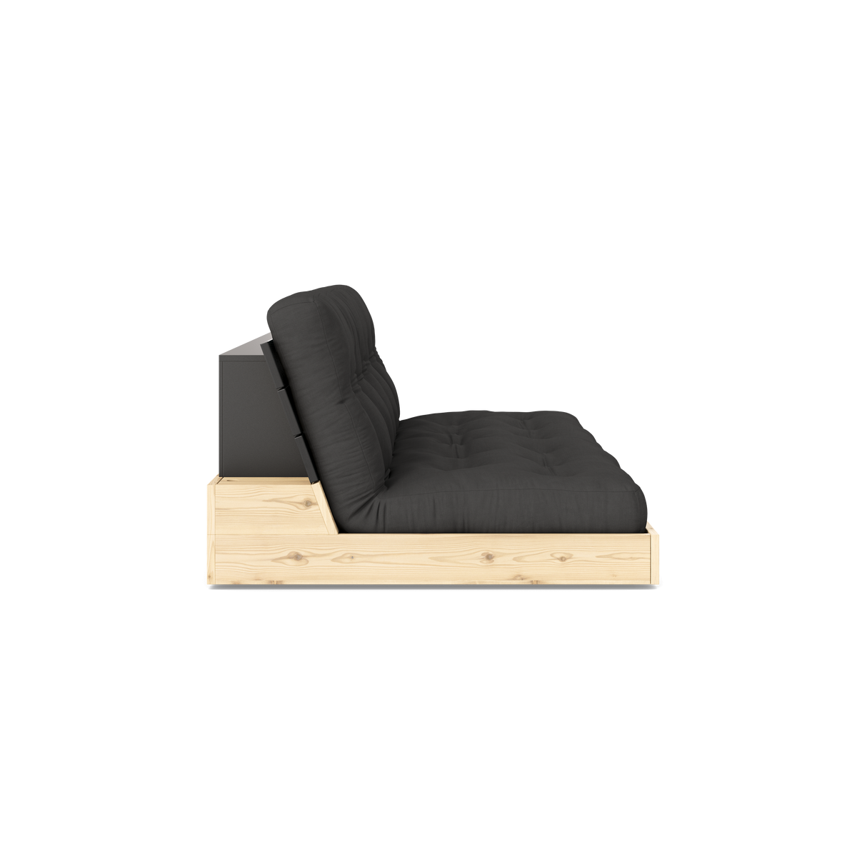 BASE BLACK NIGHT LACQUERED W. 5-LAYER MIXED MATTRESS DARK GREY