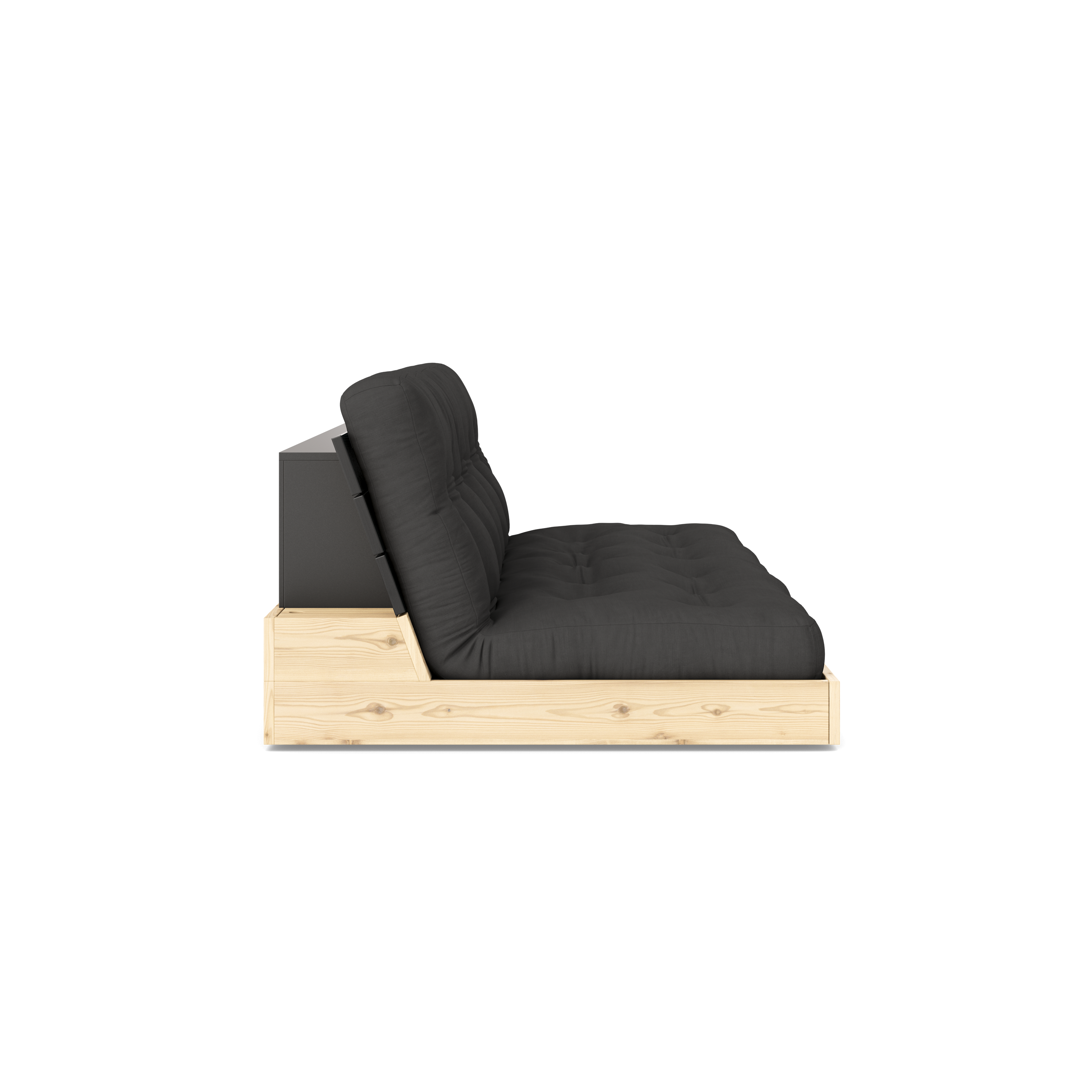 BASE NOIRE NUIT LAQUÉE AVEC MATELAS MIXTE 5 COUCHES MAT FONCÉ GRIS