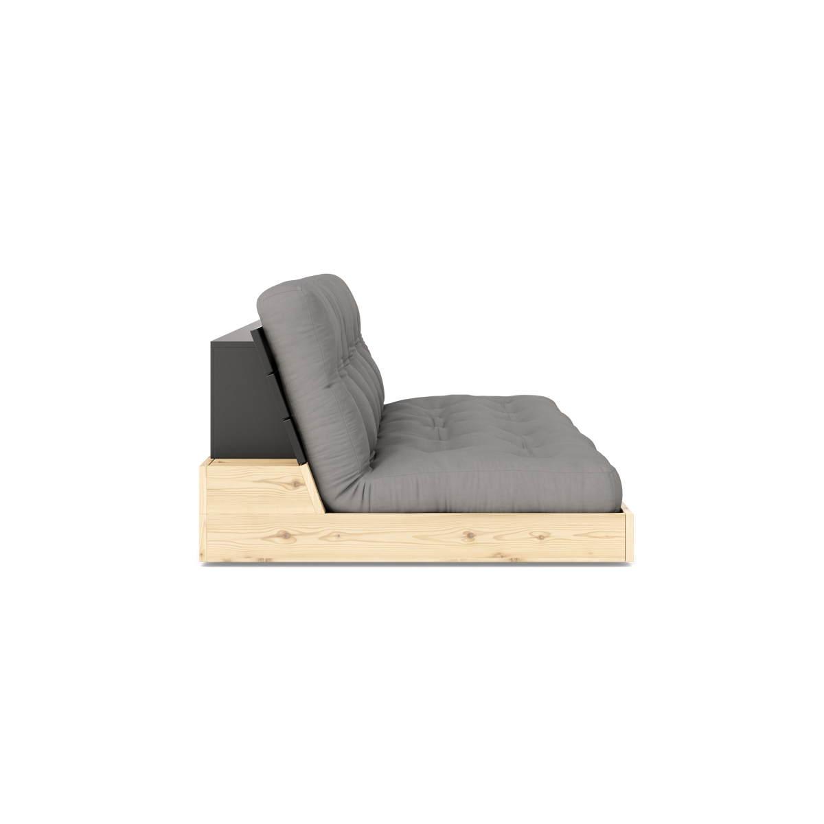 BASE BLACK NIGHT LACQUERED W. 5-LAYER MIXED MATTRESS GREY