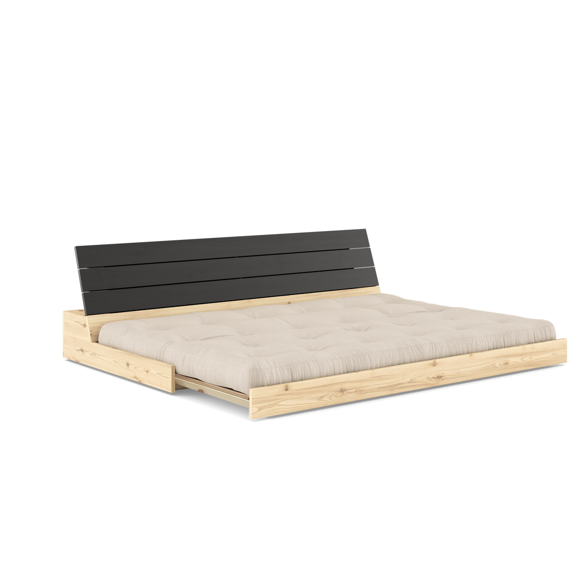 BASE BLACK NIGHT LACQUERED W. 5-LAYER MIXED MATTRESS BEIGE