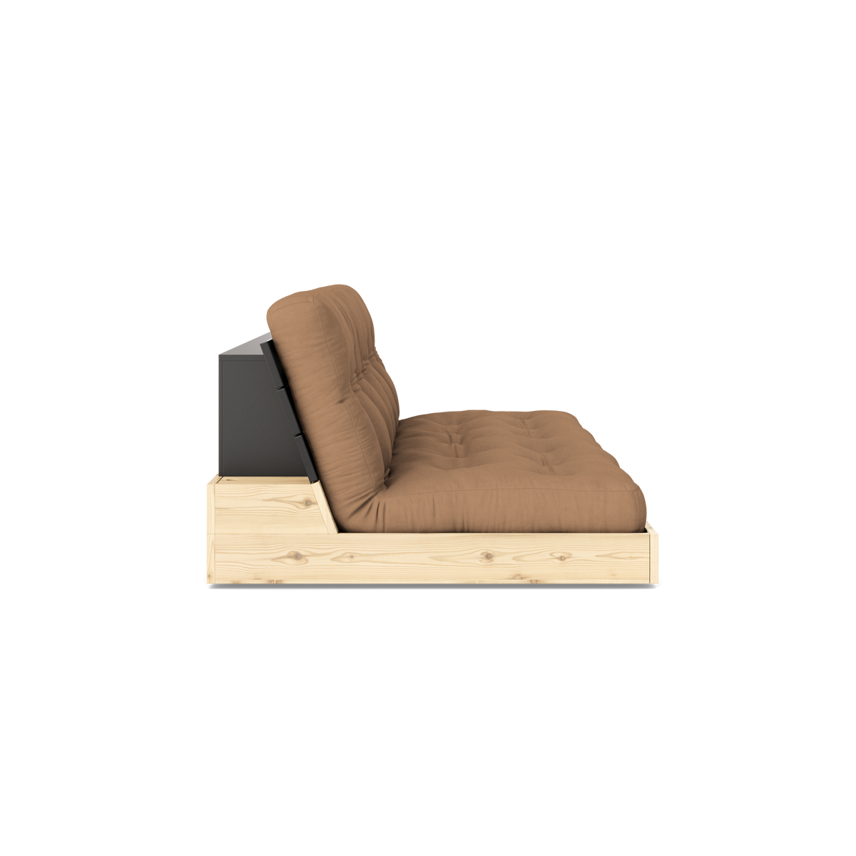 BASE BLACK NIGHT LACQUERED W. 5-LAYER MIXED MATTRESS MOCCA