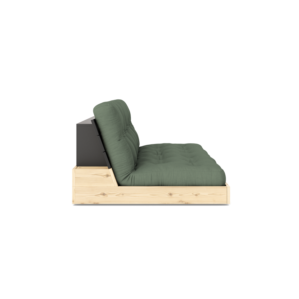 BASE BLACK NIGHT LACQUERED W. 5-LAYER MIXED MATTRESS OLIVE GREEN