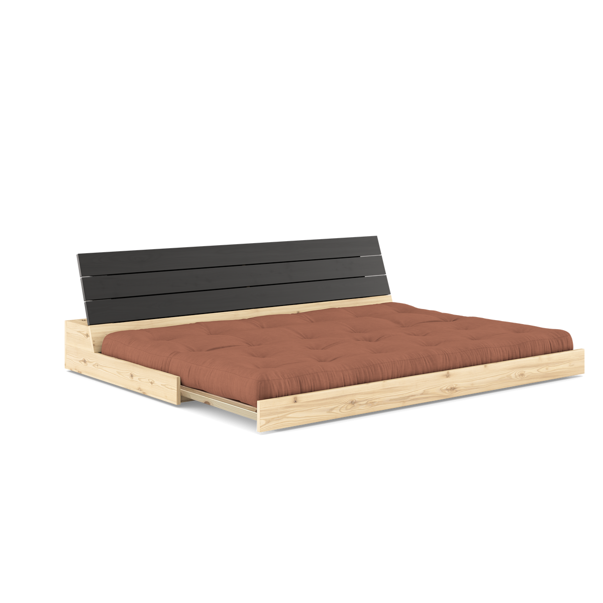 BASE BLACK NIGHT LACQUERED W. 5-LAYER MIXED MATTRESS CLAY BROWN