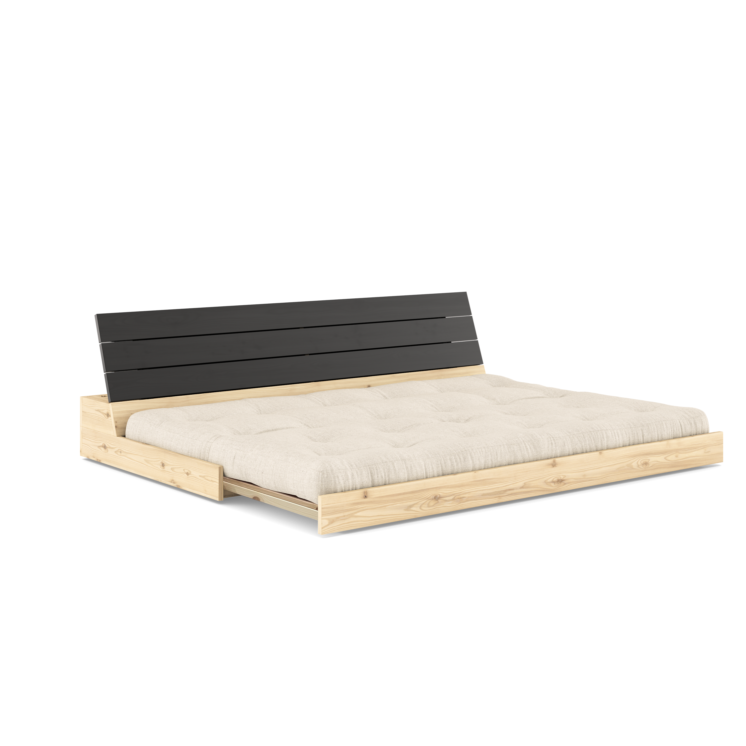BASE BLACK NIGHT LACQUERED W. 5-LAYER MIXED MATTRESS LINEN