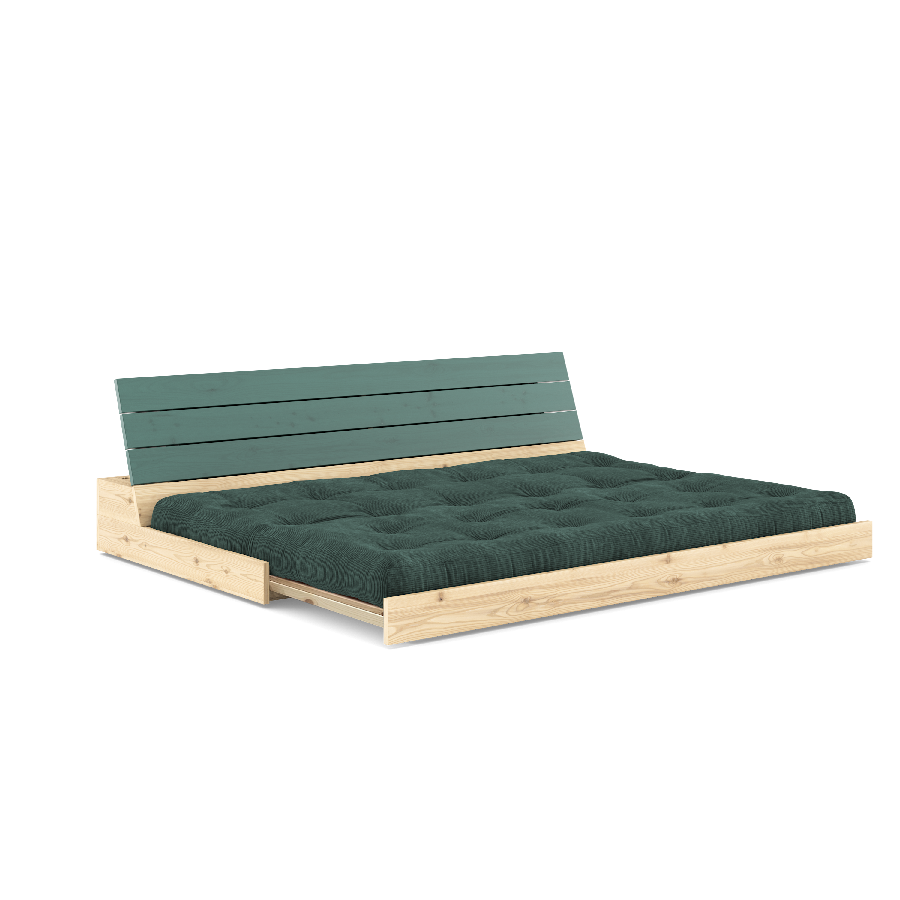 BASE LUSH GREEN LACQUERED W. 5-LAYER MIXED MATTRESS SEAWEED