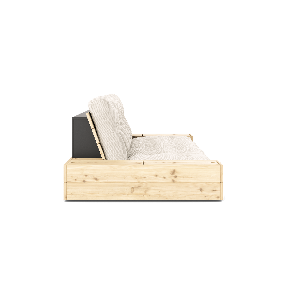 BASE CLEAR LACQUERED W. 2 SIDEBOXES CLEAR W. 5-LAYER MIXED MATTRESS IVORY