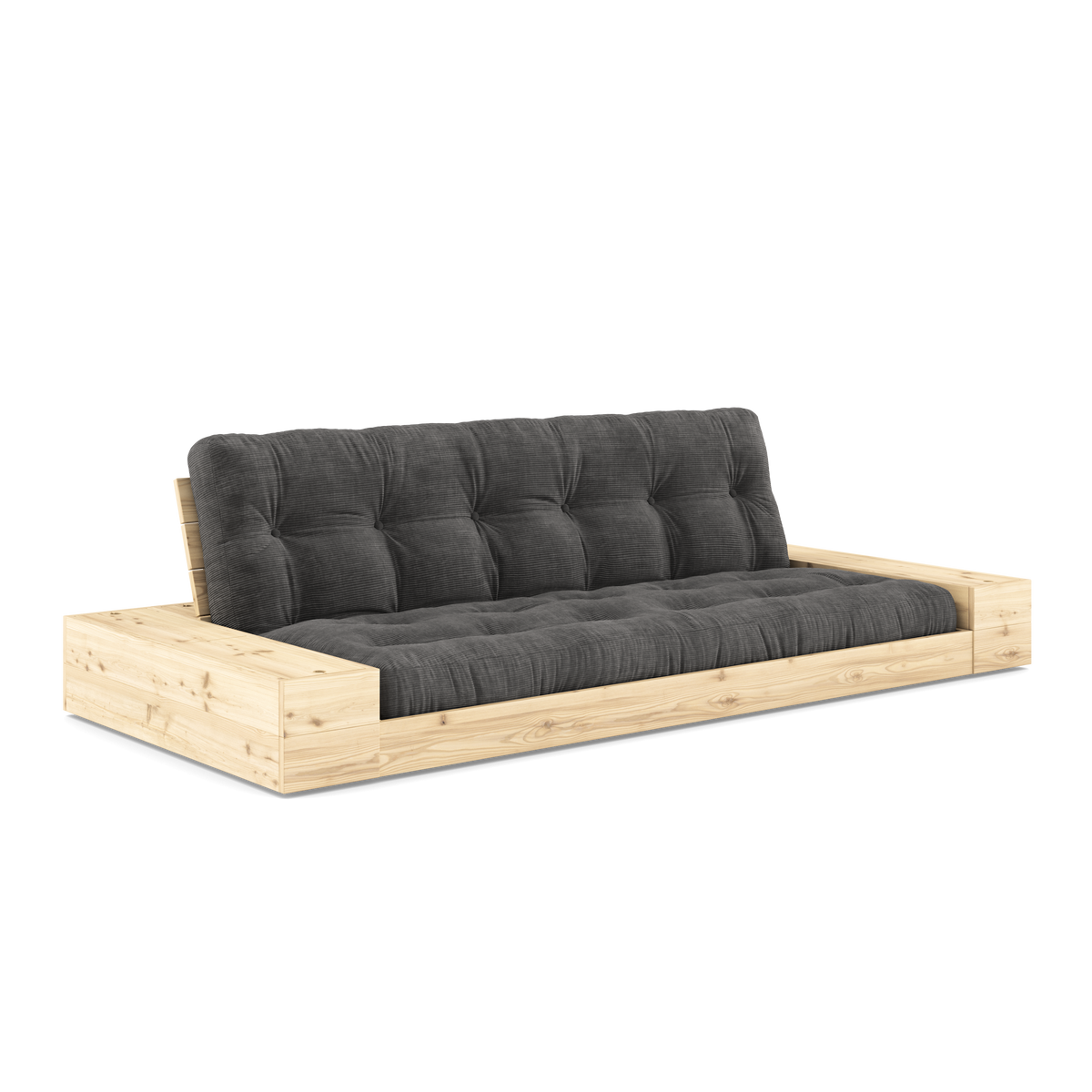 BASE CLEAR LACQUERED W. 2 SIDEBOXES CLEAR W. 5-LAYER MIXED MATTRESS CHARCOAL