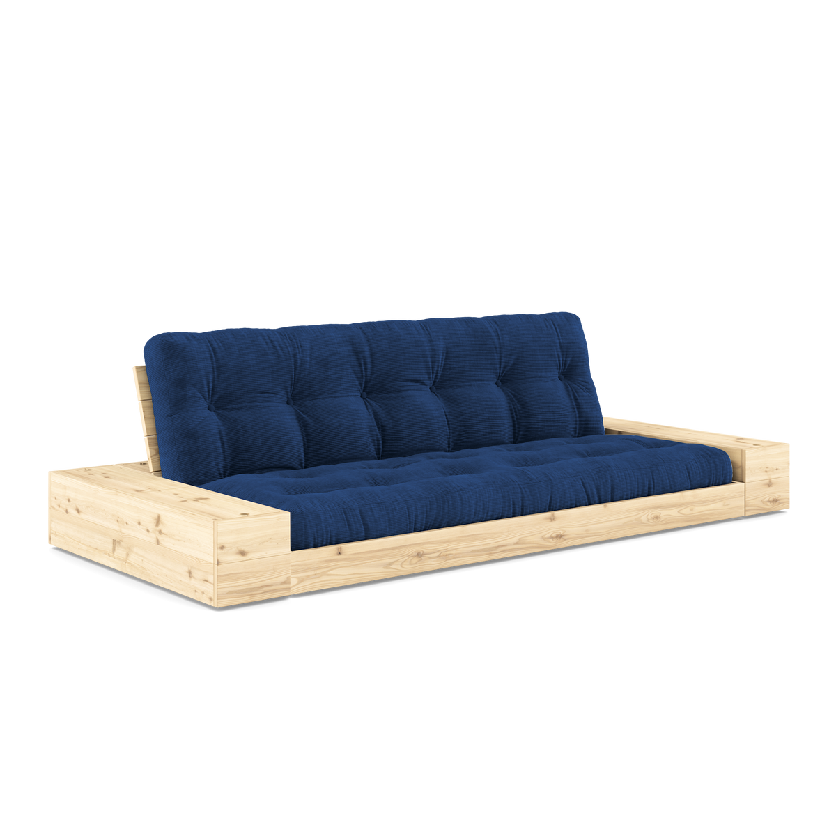 BASE CLEAR LACQUERED W. 2 SIDEBOXES CLEAR W. 5-LAYER MIXED MATTRESS ROYAL BLUE