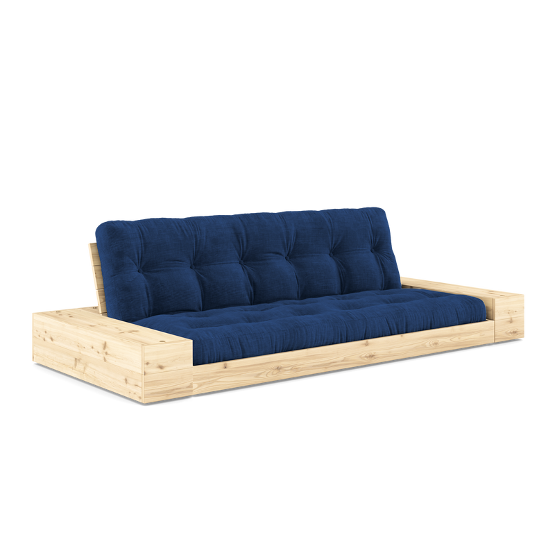 LAQUE DE BASE TRANSPARENTE AVEC 2 COFFRES LATÉRAUX TRANSLUCIDE AVEC MATELAS MIXTE 5 COUCHES MAT ROYAL BLEU