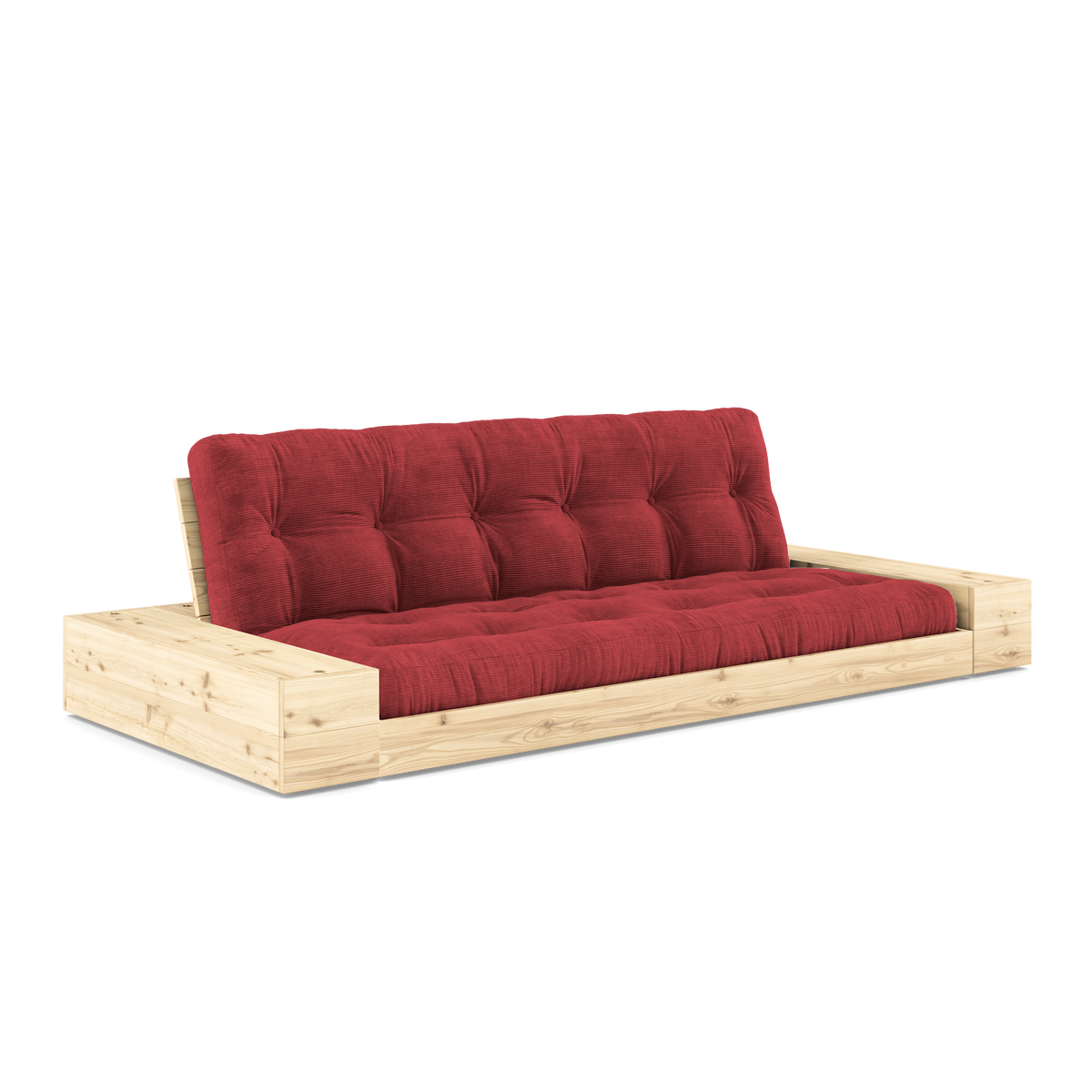 BASE CLEAR LACQUERED W. 2 SIDEBOXES CLEAR W. 5-LAYER MIXED MATTRESS RUBY RED