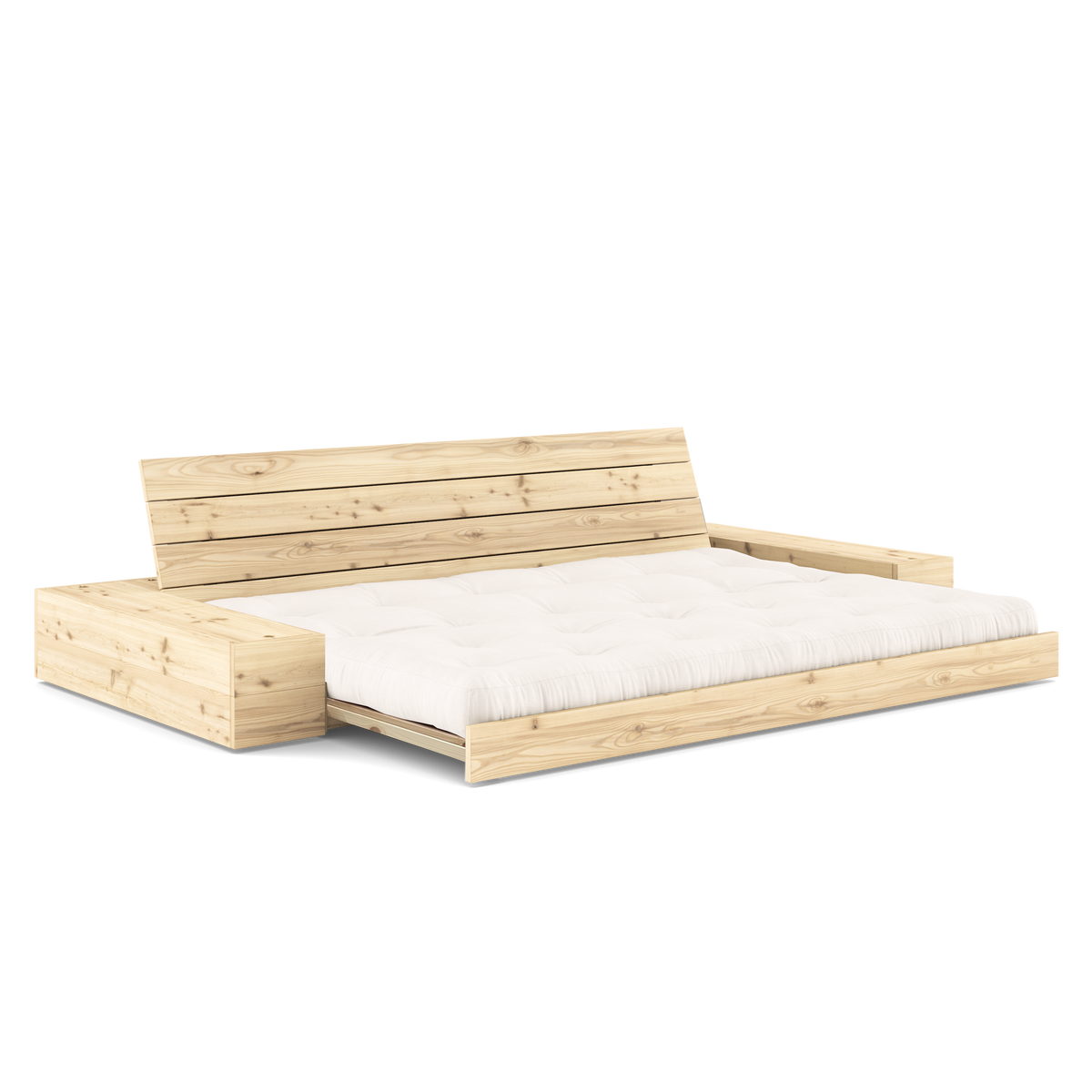 BASE CLEAR LACQUERED W. 2 SIDEBOXES CLEAR W. 5-LAYER MIXED MATTRESS NATURAL