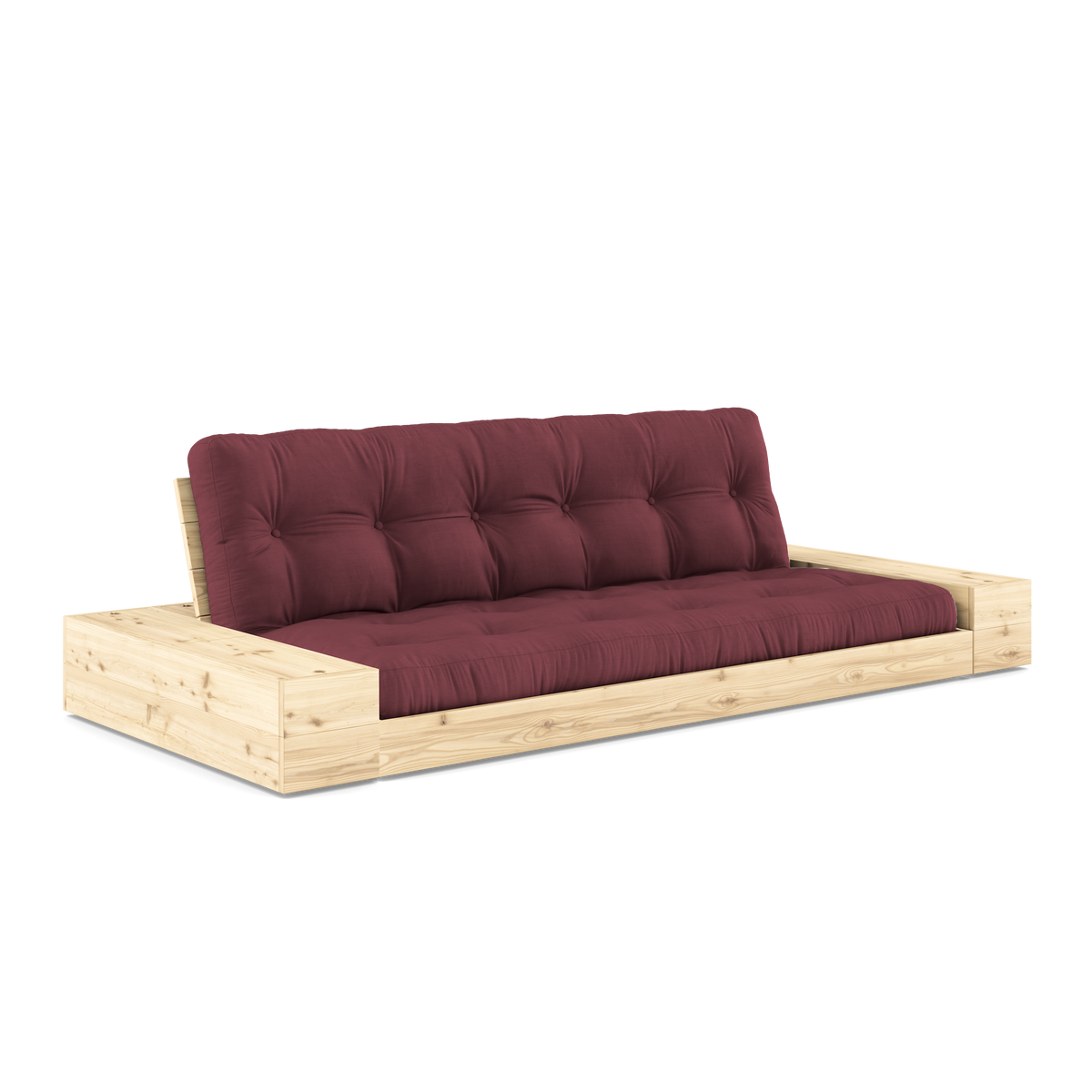 BASE CLEAR LACQUERED W. 2 SIDEBOXES CLEAR W. 5-LAYER MIXED MATTRESS BORDEAUX