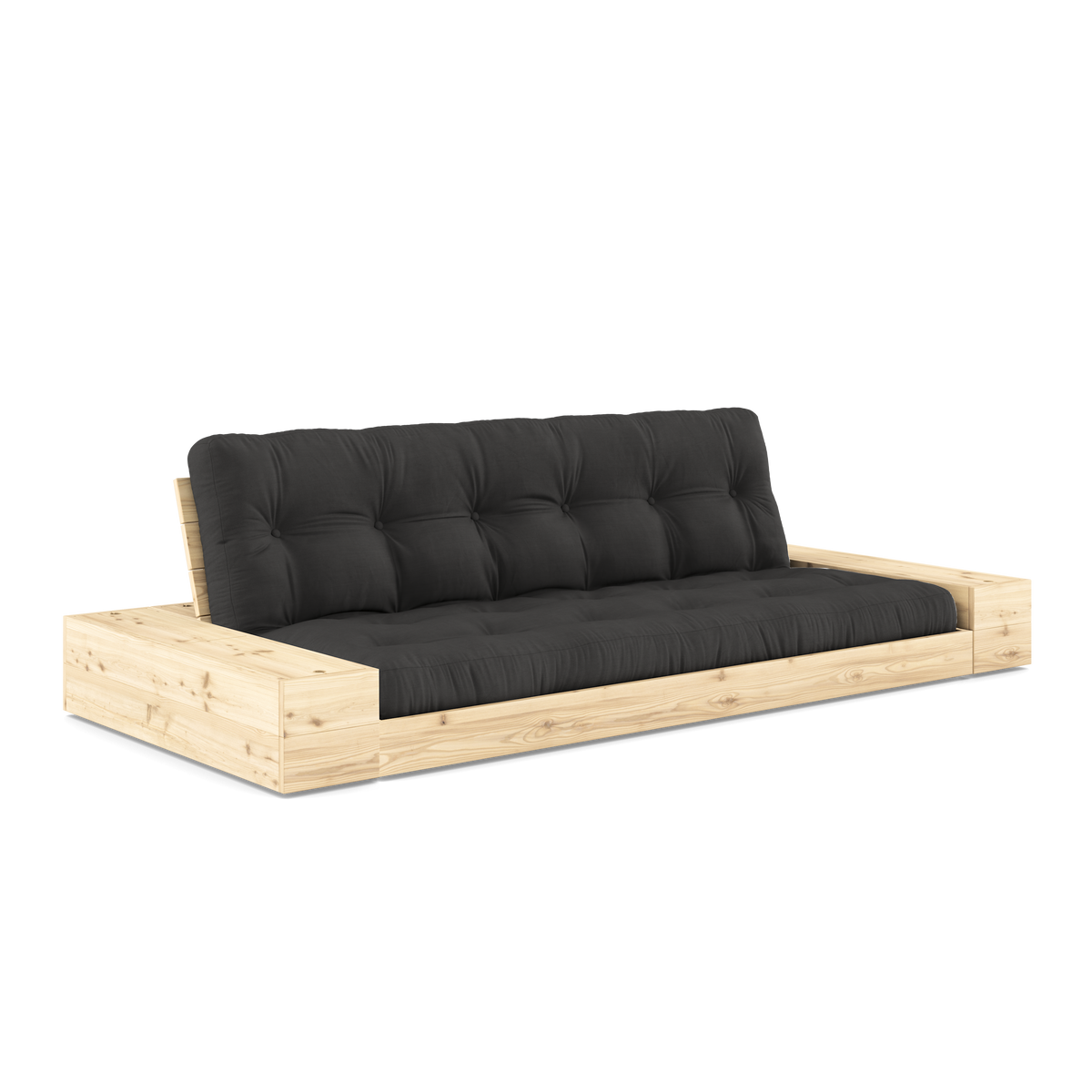 BASE CLEAR LACQUERED W. 2 SIDEBOXES CLEAR W. 5-LAYER MIXED MATTRESS DARK GREY
