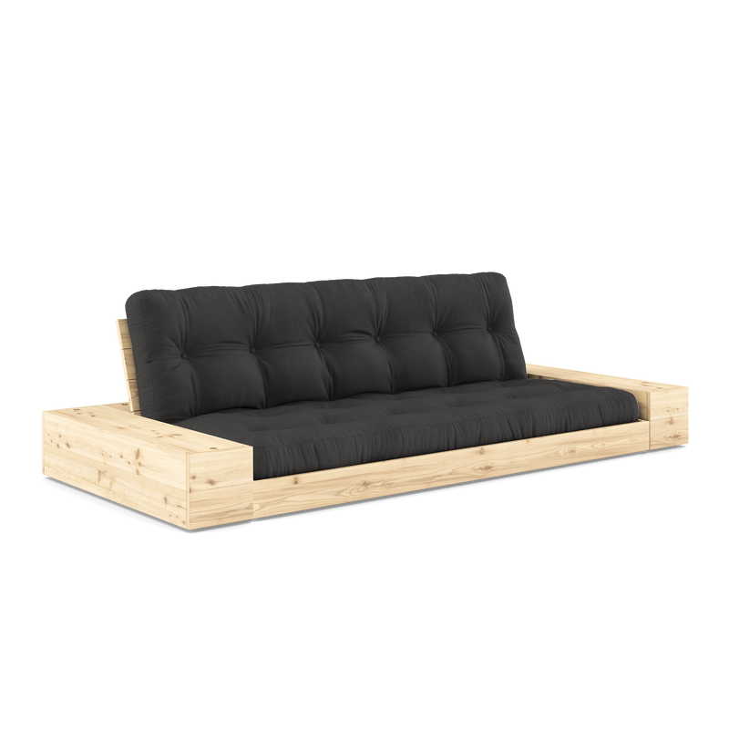 LAQUE DE BASE TRANSPARENTE AVEC 2 COFFRES LATÉRAUX TRANSPARENT AVEC MATELAS MIXTE 5 COUCHES MATTE GRIS FONCÉ