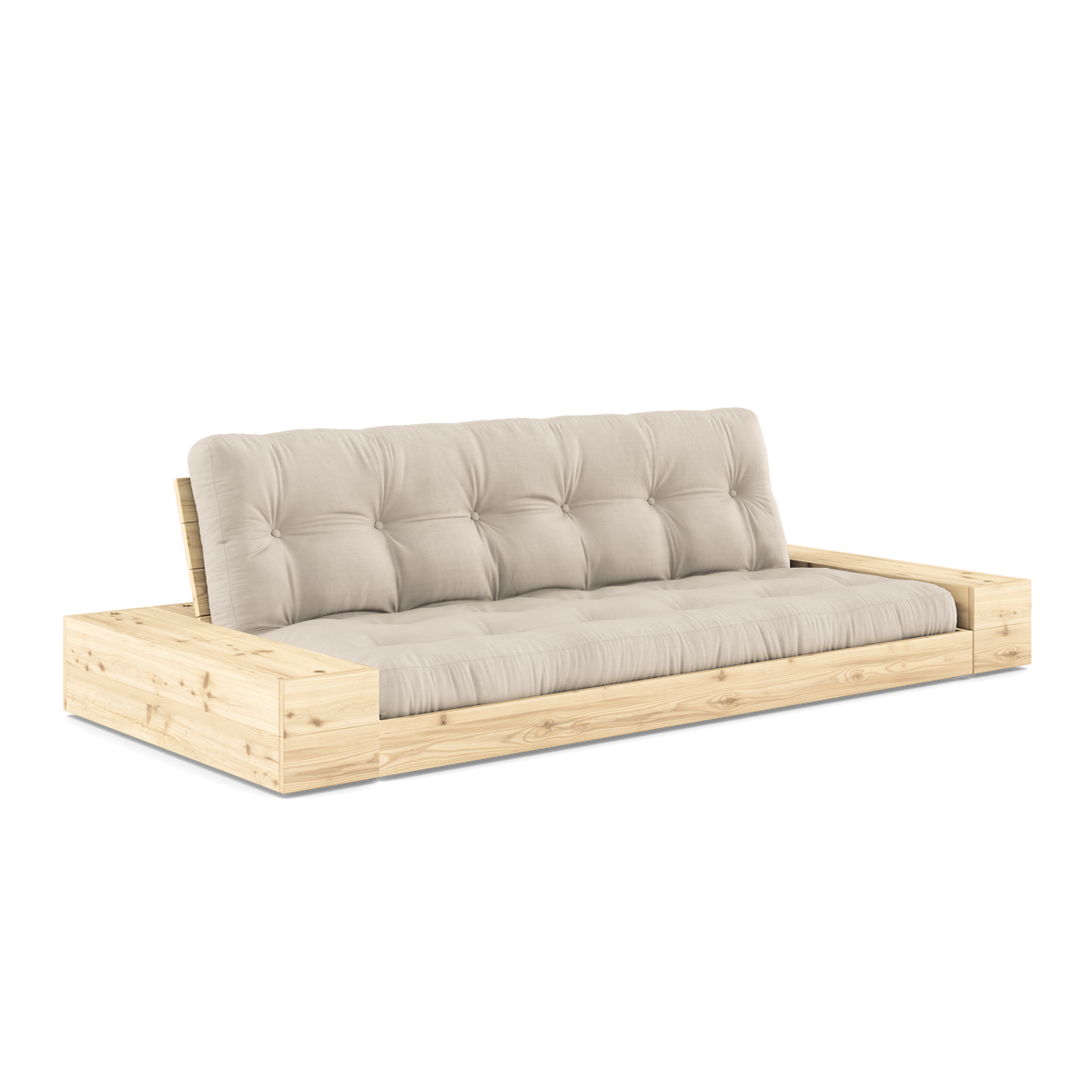 BASE CLEAR LACQUERED W. 2 SIDEBOXES CLEAR W. 5-LAYER MIXED MATTRESS BEIGE