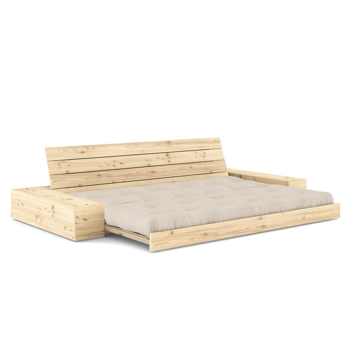 BASE CLEAR LACQUERED W. 2 SIDEBOXES CLEAR W. 5-LAYER MIXED MATTRESS BEIGE