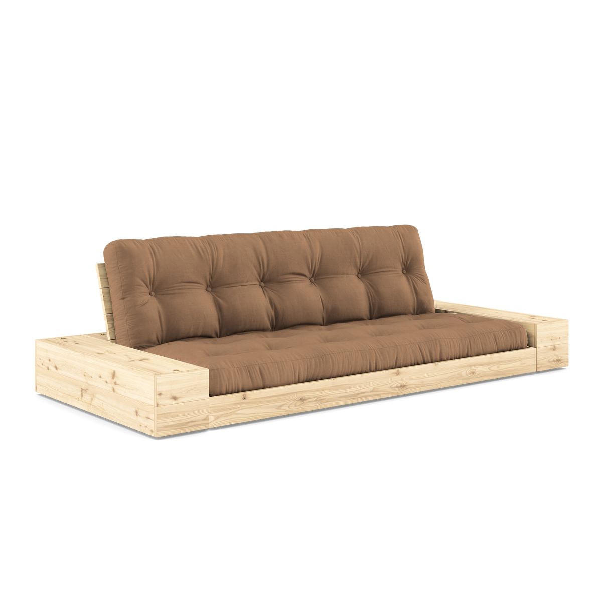 BASE CLEAR LACQUERED W. 2 SIDEBOXES CLEAR W. 5-LAYER MIXED MATTRESS MOCCA