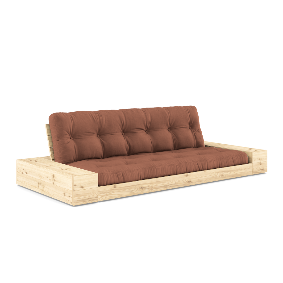 BASE CLEAR LACQUERED W. 2 SIDEBOXES CLEAR W. 5-LAYER MIXED MATTRESS CLAY BROWN