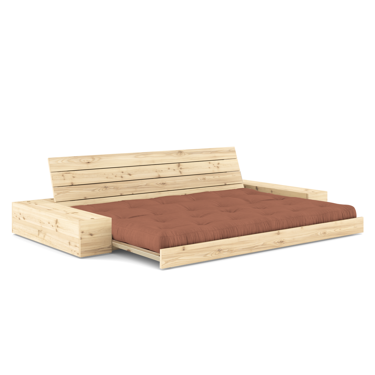 BASE CLEAR LACQUERED W. 2 SIDEBOXES CLEAR W. 5-LAYER MIXED MATTRESS CLAY BROWN